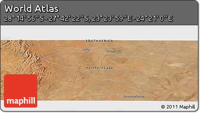 Satellite Panoramic Map of the Area around 27° 58' 39" S, 23° 52' 30" E