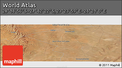 Satellite Panoramic Map of the Area around 27° 58' 39" S, 23° 52' 30" E