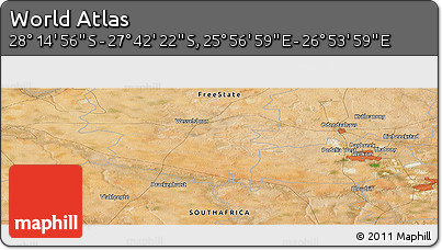 Satellite Panoramic Map of the Area around 27° 58' 39" S, 26° 25' 29" E