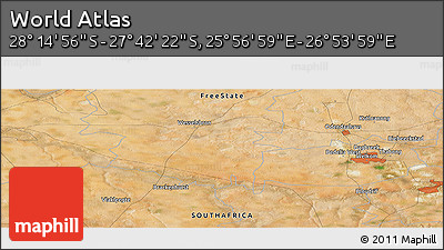 Satellite Panoramic Map of the Area around 27° 58' 39" S, 26° 25' 29" E