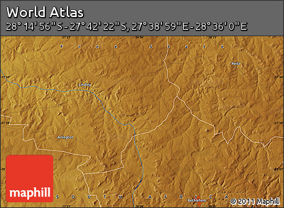 Physical Map of the Area around 27° 58' 39" S, 28° 7' 30" E