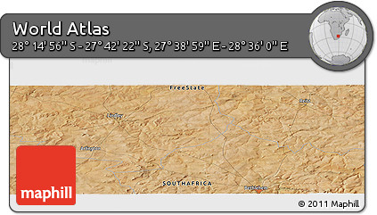 Satellite Panoramic Map of the Area around 27° 58' 39" S, 28° 7' 30" E