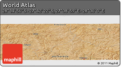 Satellite Panoramic Map of the Area around 27° 58' 39" S, 28° 7' 30" E