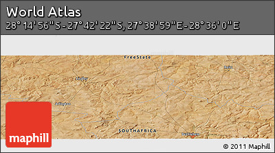 Satellite Panoramic Map of the Area around 27° 58' 39" S, 28° 7' 30" E
