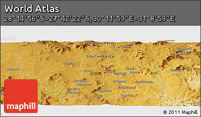 Physical Panoramic Map of the Area around 27° 58' 39" S, 30° 40' 29" E