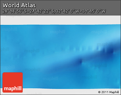 Shaded Relief 3D Map of the Area around 27° 58' 39" S, 32° 13' 30" W