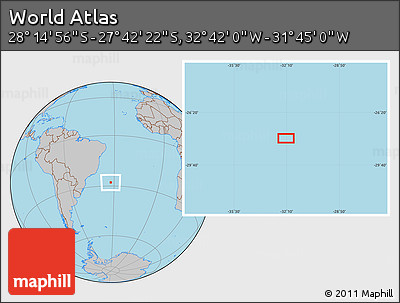 Gray Location Map of the Area around 27° 58' 39" S, 32° 13' 30" W