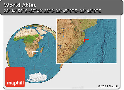 Satellite Location Map of the Area around 27° 58' 39" S, 33° 13' 30" E
