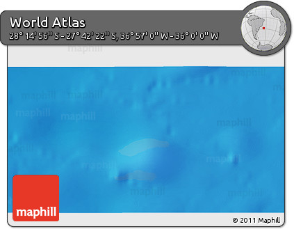 Physical 3D Map of the Area around 27° 58' 39" S, 36° 28' 30" W