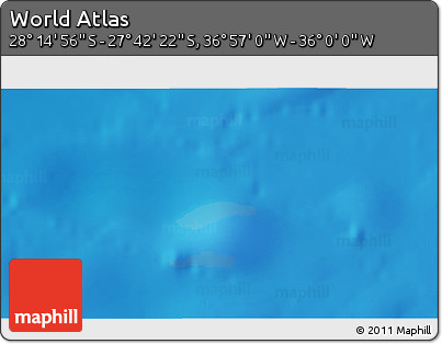 Physical 3D Map of the Area around 27° 58' 39" S, 36° 28' 30" W
