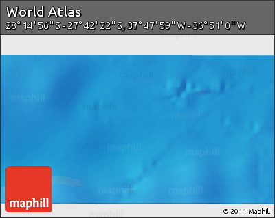 Physical 3D Map of the Area around 27° 58' 39" S, 37° 19' 30" W