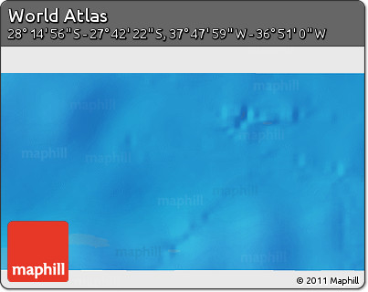 Physical 3D Map of the Area around 27° 58' 39" S, 37° 19' 30" W