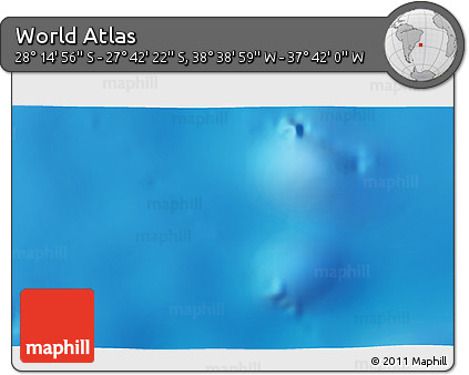 Shaded Relief 3D Map of the Area around 27° 58' 39" S, 38° 10' 29" W