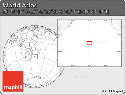 Blank Location Map of the Area around 27° 58' 39" S, 39° 10' 29" E