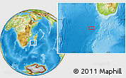 Physical Location Map of the area around 27° 58' 39" S, 42° 34' 30" E