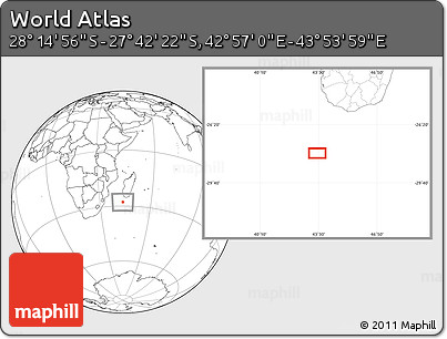 Blank Location Map of the Area around 27° 58' 39" S, 43° 25' 29" E