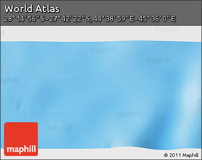 Shaded Relief 3D Map of the Area around 27° 58' 39" S, 45° 7' 30" E