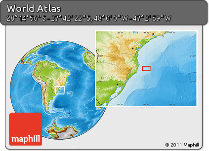 Physical Location Map of the Area around 27° 58' 39" S, 47° 31' 29" W