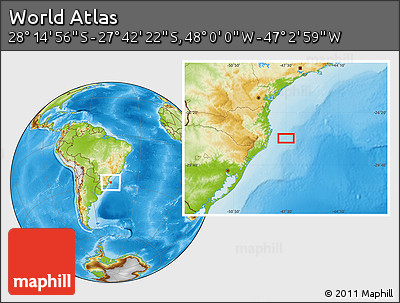 Physical Location Map of the Area around 27° 58' 39" S, 47° 31' 29" W