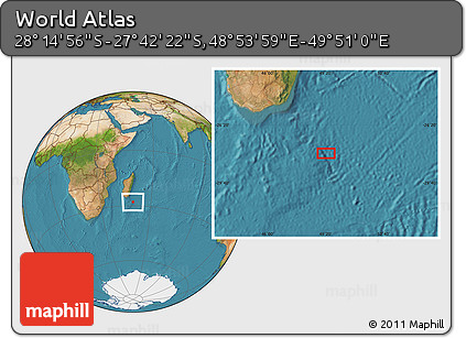 Satellite Location Map of the Area around 27° 58' 39" S, 49° 22' 30" E