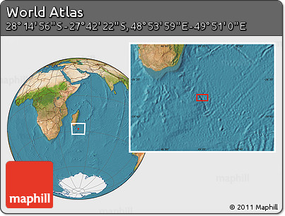Satellite Location Map of the Area around 27° 58' 39" S, 49° 22' 30" E