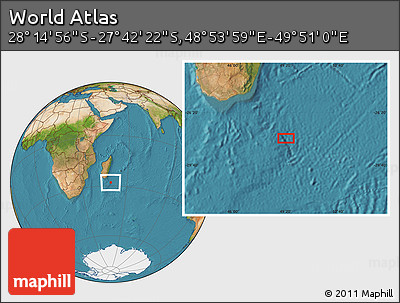Satellite Location Map of the Area around 27° 58' 39" S, 49° 22' 30" E