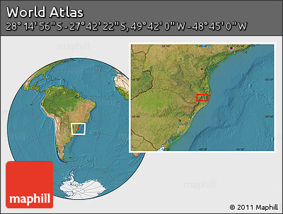 Satellite Location Map of the Area around 27° 58' 39" S, 49° 13' 30" W