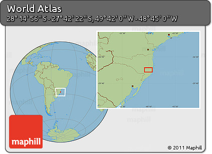 Savanna Style Location Map of the Area around 27° 58' 39" S, 49° 13' 30" W