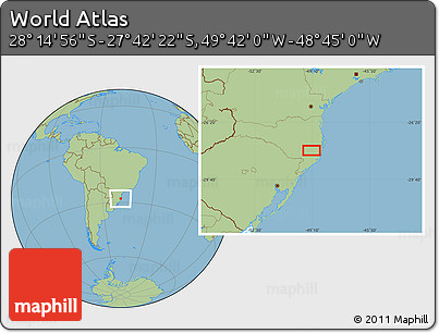 Savanna Style Location Map of the Area around 27° 58' 39" S, 49° 13' 30" W