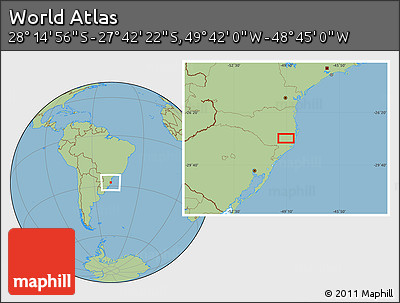 Savanna Style Location Map of the Area around 27° 58' 39" S, 49° 13' 30" W