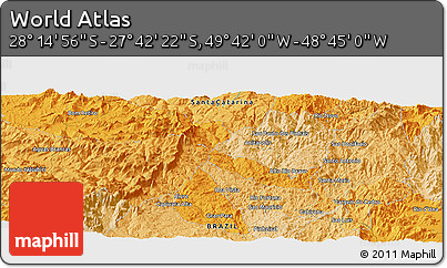 Political Panoramic Map of the Area around 27° 58' 39" S, 49° 13' 30" W
