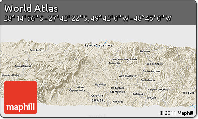 Shaded Relief Panoramic Map of the Area around 27° 58' 39" S, 49° 13' 30" W