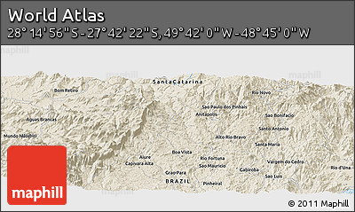 Shaded Relief Panoramic Map of the Area around 27° 58' 39" S, 49° 13' 30" W