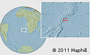 Savanna Style Location Map of the area around 27° 58' 39" S, 4° 19' 30" E, hill shading