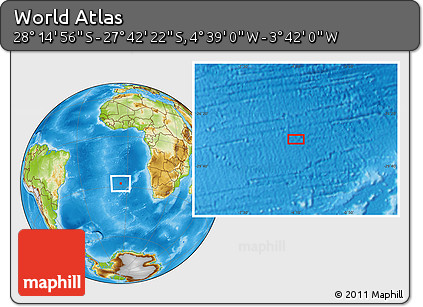Physical Location Map of the Area around 27° 58' 39" S, 4° 10' 30" W