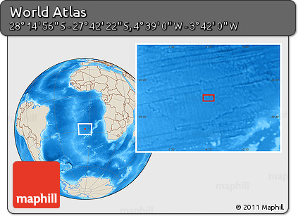 Shaded Relief Location Map of the Area around 27° 58' 39" S, 4° 10' 30" W