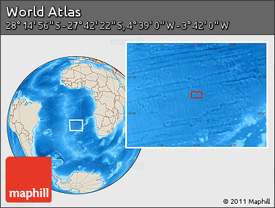 Shaded Relief Location Map of the Area around 27° 58' 39" S, 4° 10' 30" W
