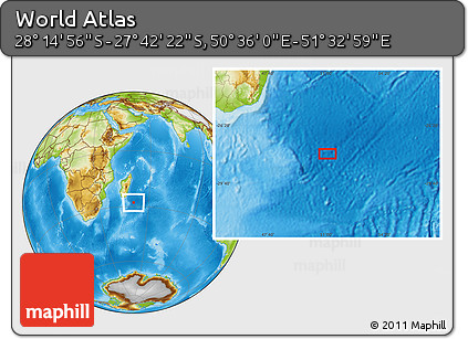 Physical Location Map of the Area around 27° 58' 39" S, 51° 4' 30" E