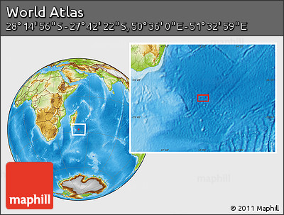 Physical Location Map of the Area around 27° 58' 39" S, 51° 4' 30" E