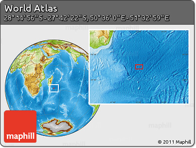 Physical Location Map of the Area around 27° 58' 39" S, 51° 4' 30" E