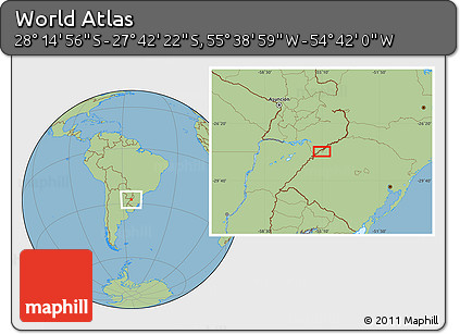 Savanna Style Location Map of the Area around 27° 58' 39" S, 55° 10' 29" W