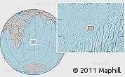 Gray Location Map of the area around 27° 58' 39" S, 56° 10' 29" E, hill shading