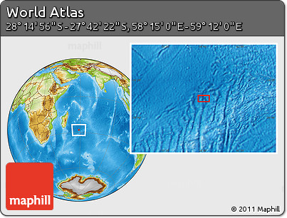 Physical Location Map of the Area around 27° 58' 39" S, 58° 43' 30" E