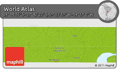 Physical Panoramic Map of the Area around 27° 58' 39" S, 59° 25' 29" W