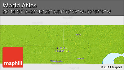 Physical Panoramic Map of the Area around 27° 58' 39" S, 59° 25' 29" W