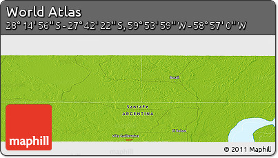 Physical Panoramic Map of the Area around 27° 58' 39" S, 59° 25' 29" W