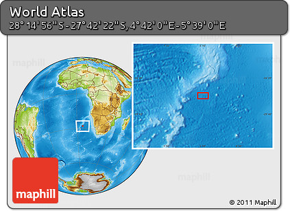 Physical Location Map of the Area around 27° 58' 39" S, 5° 10' 30" E