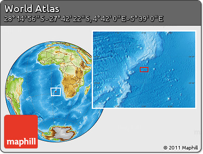 Physical Location Map of the Area around 27° 58' 39" S, 5° 10' 30" E