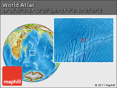 Physical Location Map of the Area around 27° 58' 39" S, 60° 25' 29" E