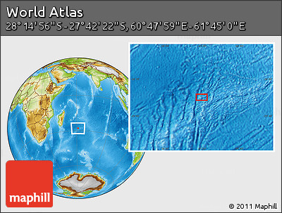 Physical Location Map of the Area around 27° 58' 39" S, 61° 16' 29" E